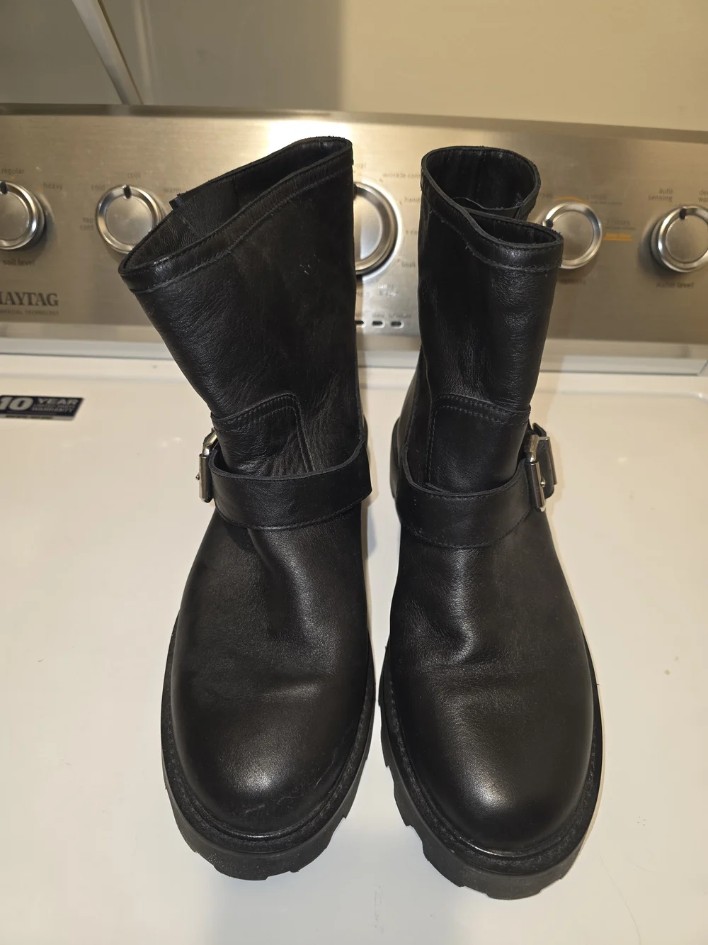 Banana Republic Black Leather Buckle Ankle Booties